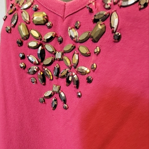 Liz & Me for Catherine's 4X 30/32W maroon tank with embellishments - Picture 3 of 9